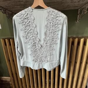 Vintage Wild Rose Mint Green Lace Blazer Size 10 Shabby Chic Babydoll‎